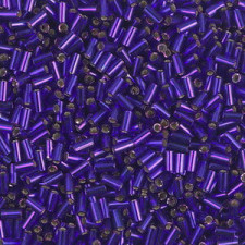 Miyuki Bugle 3mm Beads Silverlined dyed dark violet BGL1-1427